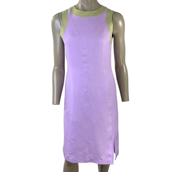 Harve Benard Vintage Linen Blend Sleeveless Sheath Pencil Dress Size 6 Lilac - Picture 1 of 14